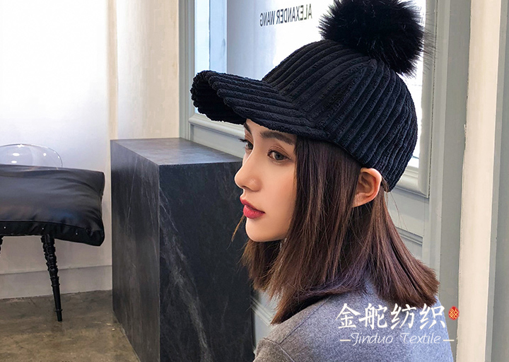 滌錦2.5條燈芯絨面料做成的鴨舌帽