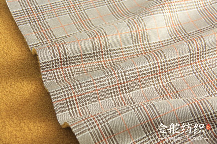 印花千鳥格麂皮絨復(fù)合泰迪絨復(fù)合后整體花型效果圖