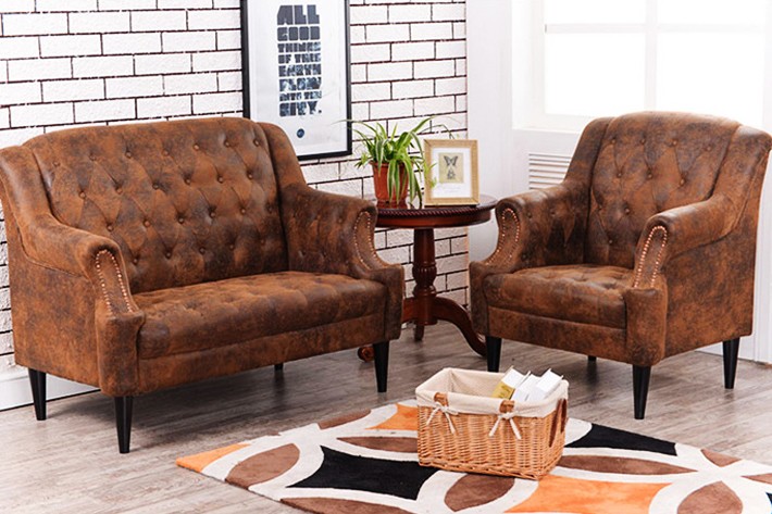 燙金麂皮絨做成的仿皮沙發(fā)成品