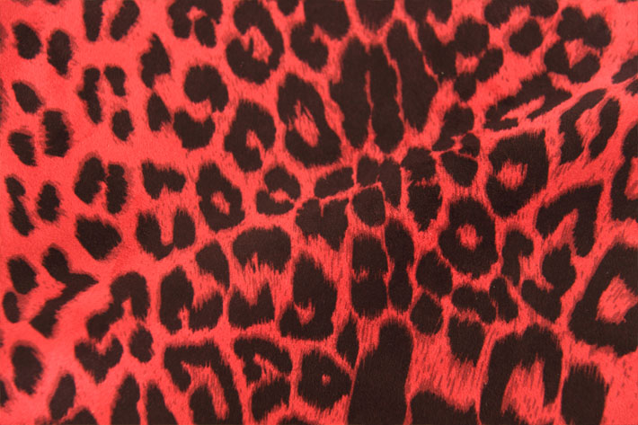 紅色豹紋麂皮絨