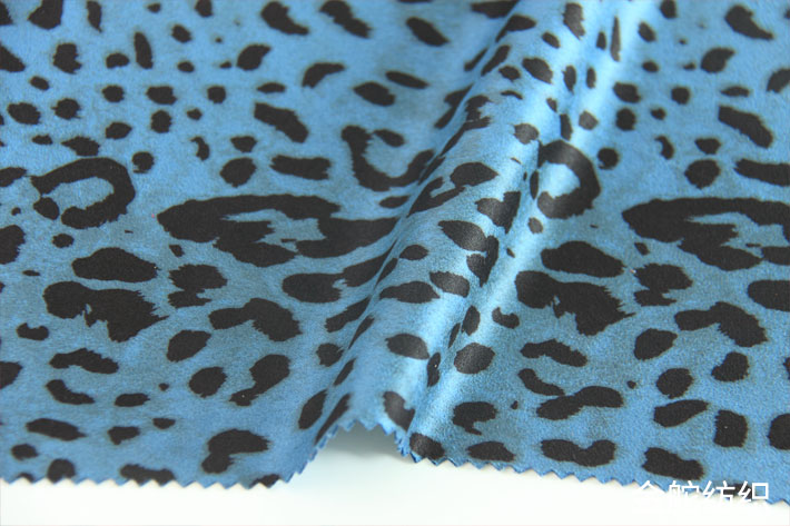 藍色豹紋麂皮絨