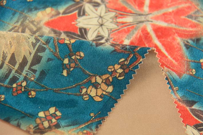 印花麂皮絨，絨面細(xì)節(jié)及背面效果